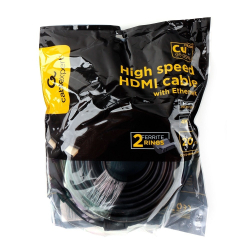 Кабель HDMI Cablexpert 19M/19M, v2.0, медь, позол.контакты, экран, 2 фер.кольца, 20м, черный, пакет (CCF2-HDMI4-20M)