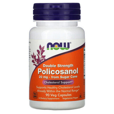 Антиоксиданты NOW Foods, поликозанол повышенной силы действия, 20 мг, 90 растительных капсул