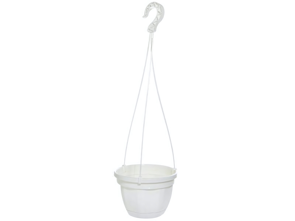 Кашпо НИКА 20см 3л с подвесом и поддоном (белое)