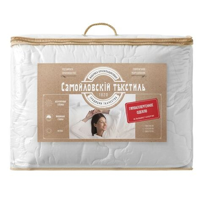Одеяло 2-сп, 172х205 см, Белая ветка, П/Э, 150 г/м2, облегч, чех 100% п/э, Самойловский текстиль
