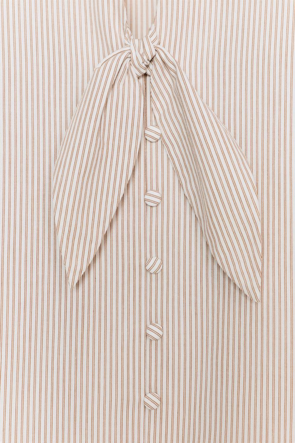 ZARA БЛУЗА В ПОЛОСКУ С ЗАВЯЗКАМИ, КОРИЧНЕВЫЙ/БЕЛЫЙ