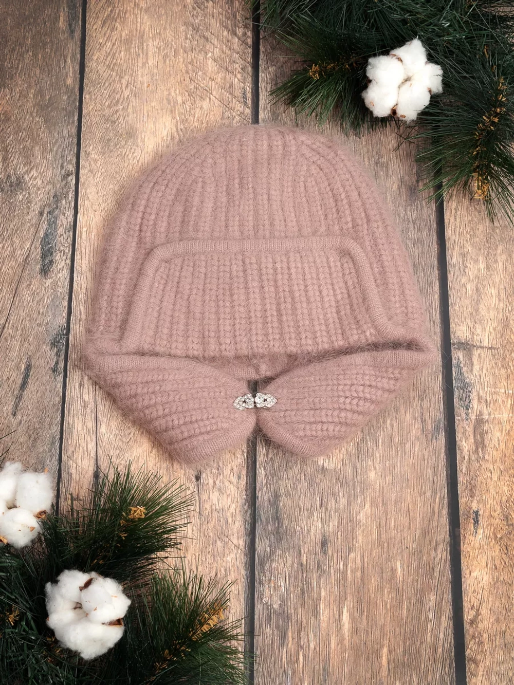 шапка ушанка вязаная зимняя ангора пушистая