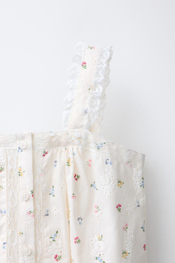 ZARA ТОП SCHIFFLY С КРУЖЕВОМ, ЭКРЮ