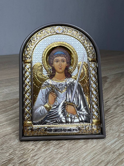 Ангел хранитель, икона арочная, пластик коричневый 80х115