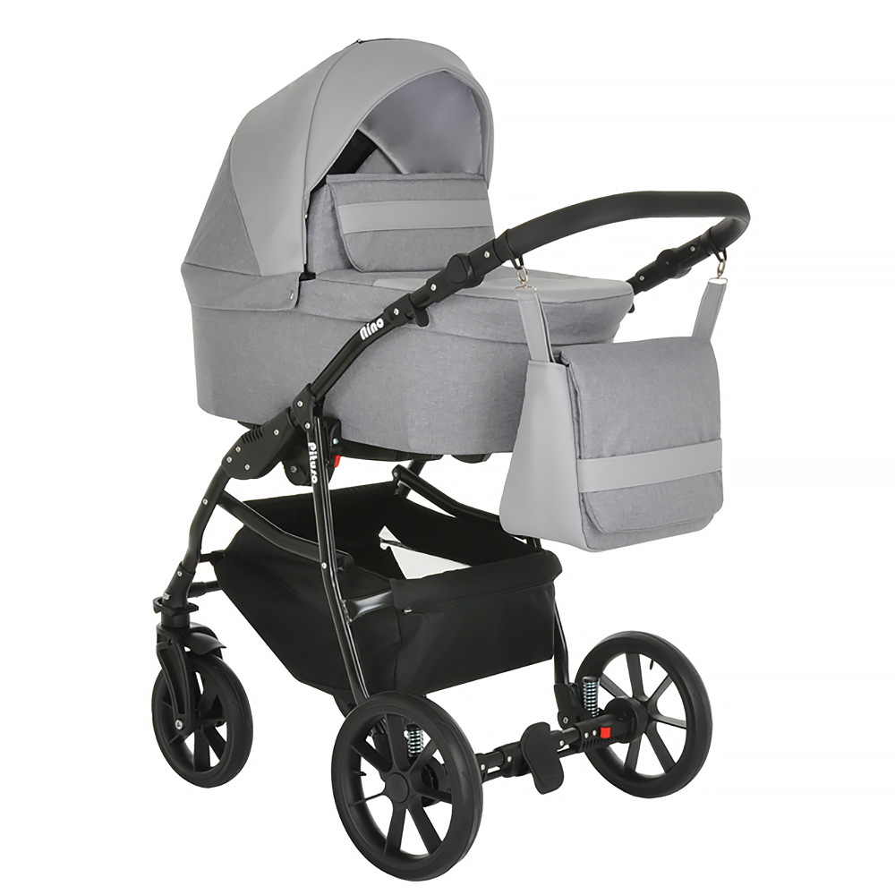 PITUSO Коляска 2 в1 Nino  короб+прогулка Silver Mountain+Кожа Grey