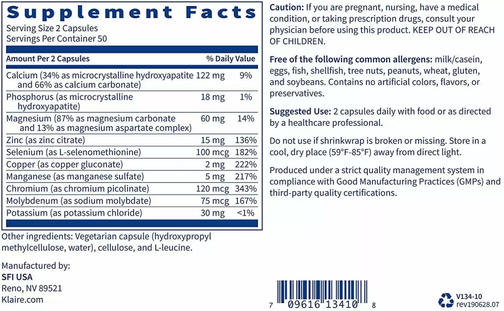 SFI health multi-mineral complex 100caps.