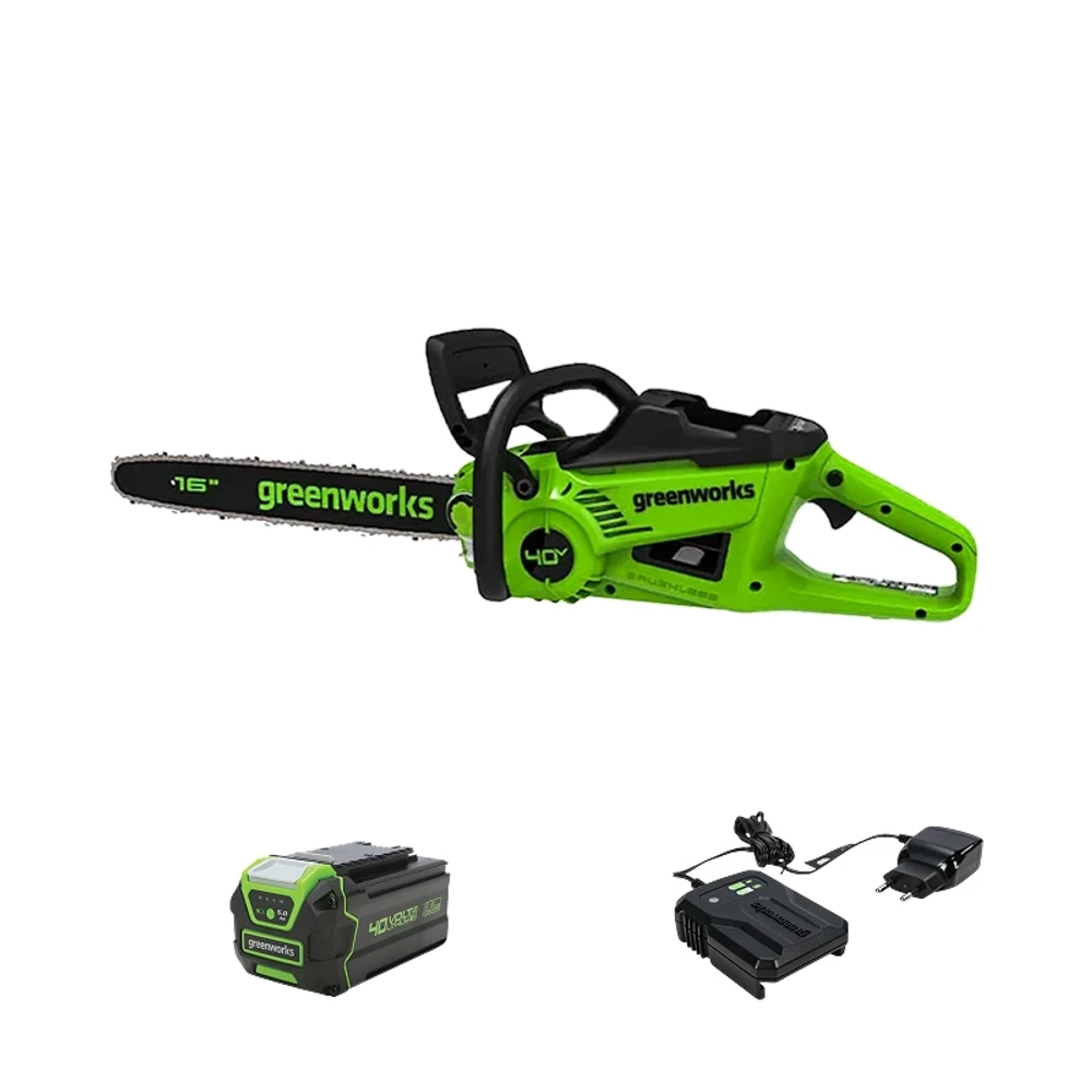 Аккумуляторная цепная пила Greenworks GD40CS20XK5 (1 x 5 Ач, ЗУ) 2008807UG