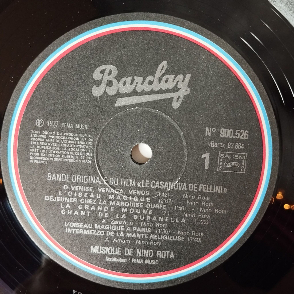 Винтажная виниловая пластинка LP Nino Rota Казанова Федерико Феллини Le Casanova De Federico Fellini (Bande Originale Du Film) (France 1977)