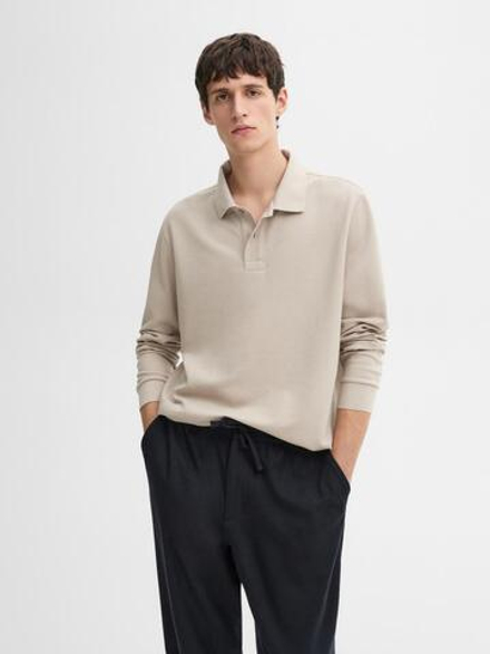 Massimo Dutti Поло с пуговицами, натуральный, кремовый