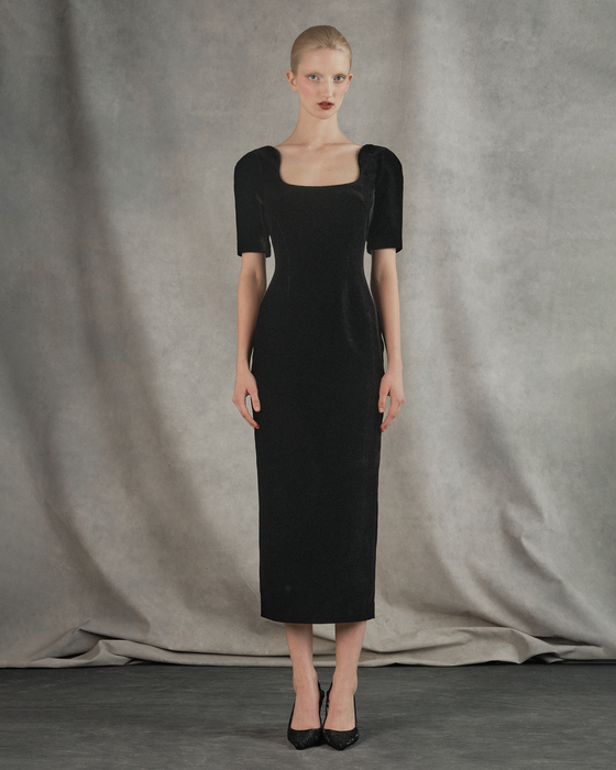 Платье миди из бархата