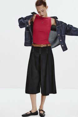 ZARA ТОП В РУБЧИК, ЦВЕТ ФУКСИИ