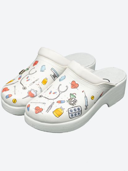 503 | "Anna" Женские медицинские сабо (принт)