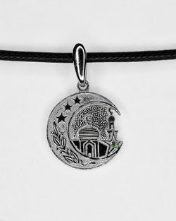 Silver Moon Подвеска мусульманская серебряная родированная, диаметр 18 мм