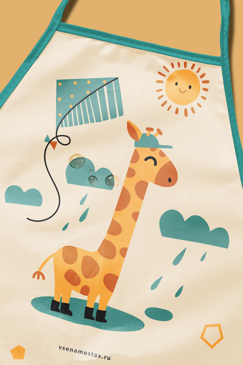 Фартук для творчества на завязках. Жираф