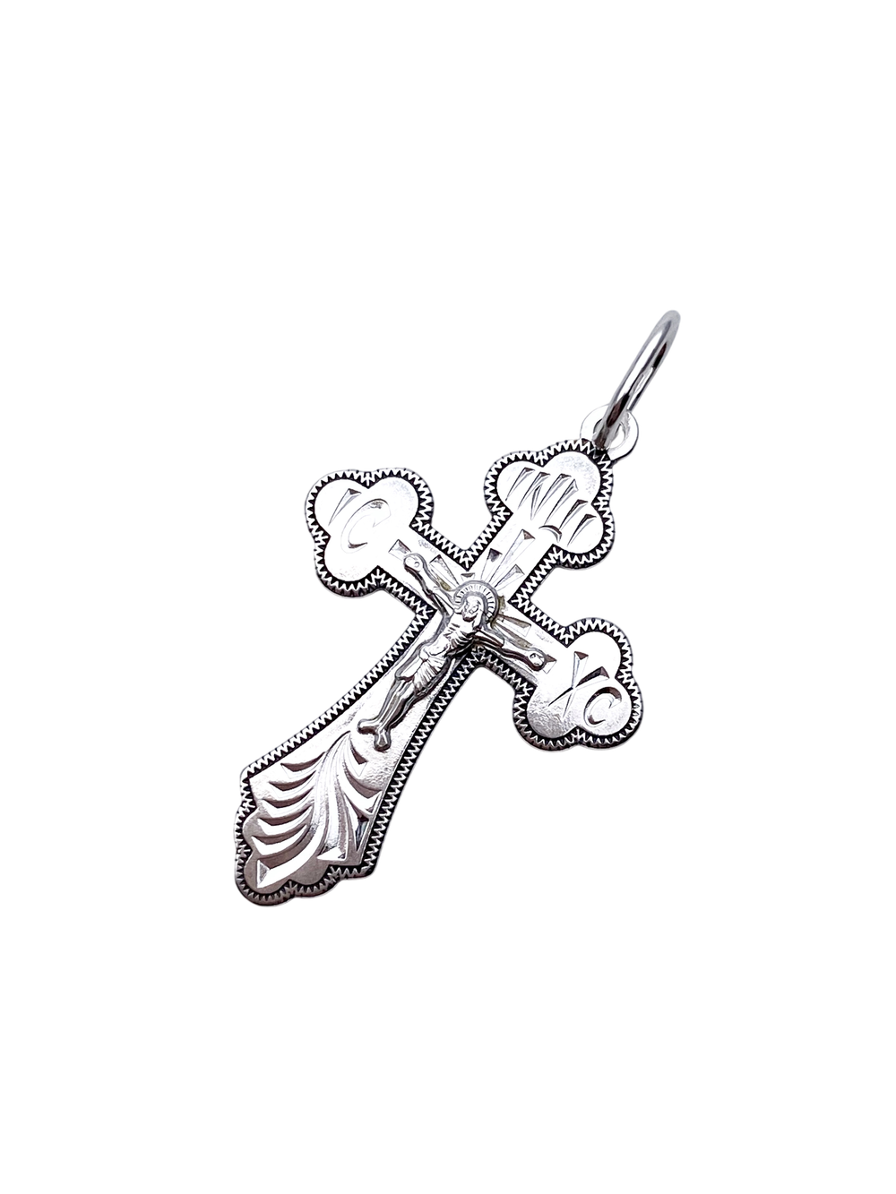 Крест из серебра/Чернение/С подвижным ухом