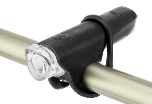 Фонарь JY-267-G передний на руль, 1 суперяркий светодиод, пластик, чёрный,15440