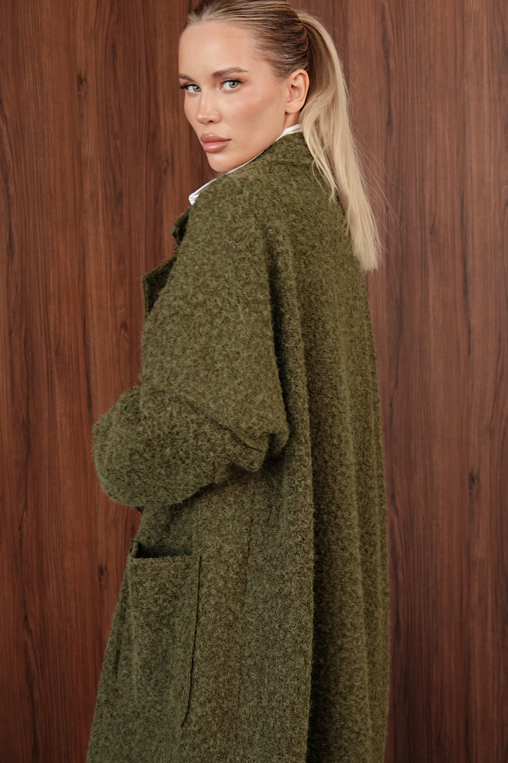 Пальто оверсайз из буклированной шерсти