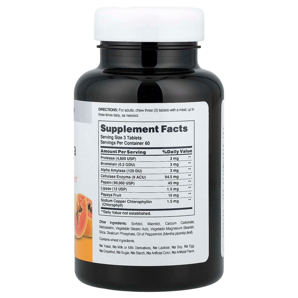 American Health, Super Papaya Enzyme Plus, жевательные таблетки с ферментами, папайя, 180 шт.