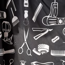 Накидка парикмахерская Harizma, 140х160см, рисунок "инструменты барбера" (h10885)