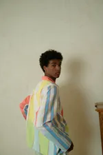 Рубашка Soeurs с Градиентным Принтом / Gradient Plaid Print Long Sleeve розовая