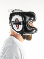 Шлем боксерский LEADERS LS с бамперной защитой BK/WH 1/2