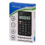 Калькулятор карманный Basir 8 Bit, чёрный, 8-разрядный, размер 10*6 см