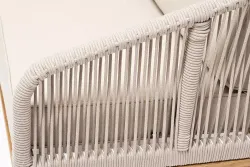 "Канны" диван 2-местный плетеный из роупа, основание дуб, роуп бежевый круглый, ткань бежевая 15052