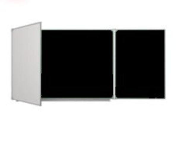 Трёхэлементная магнитная полимерная школьная доска 2000х850 комбинированная(черный/маркер)