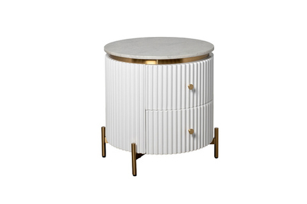 Тумбочка Garda Decor 2 ящика с мраморной столешницей d51*55 см