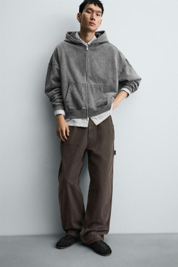 ZARA БРЮКИ КАРГО С БРЫЗГАМИ, КОРИЧНЕВЫЙ