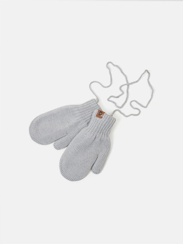 Варежки вязаные на флисе 