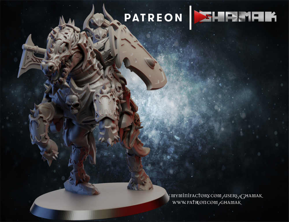 Grand Alliance Chaos Everchosen and Slaves to Darkness Chaos Knight Рыцарь Хаоса с топором и щитом миниатюра для dnd, днд, pathfinder, фентези, Настольная игра, НРИ, Варгейм, РПГ