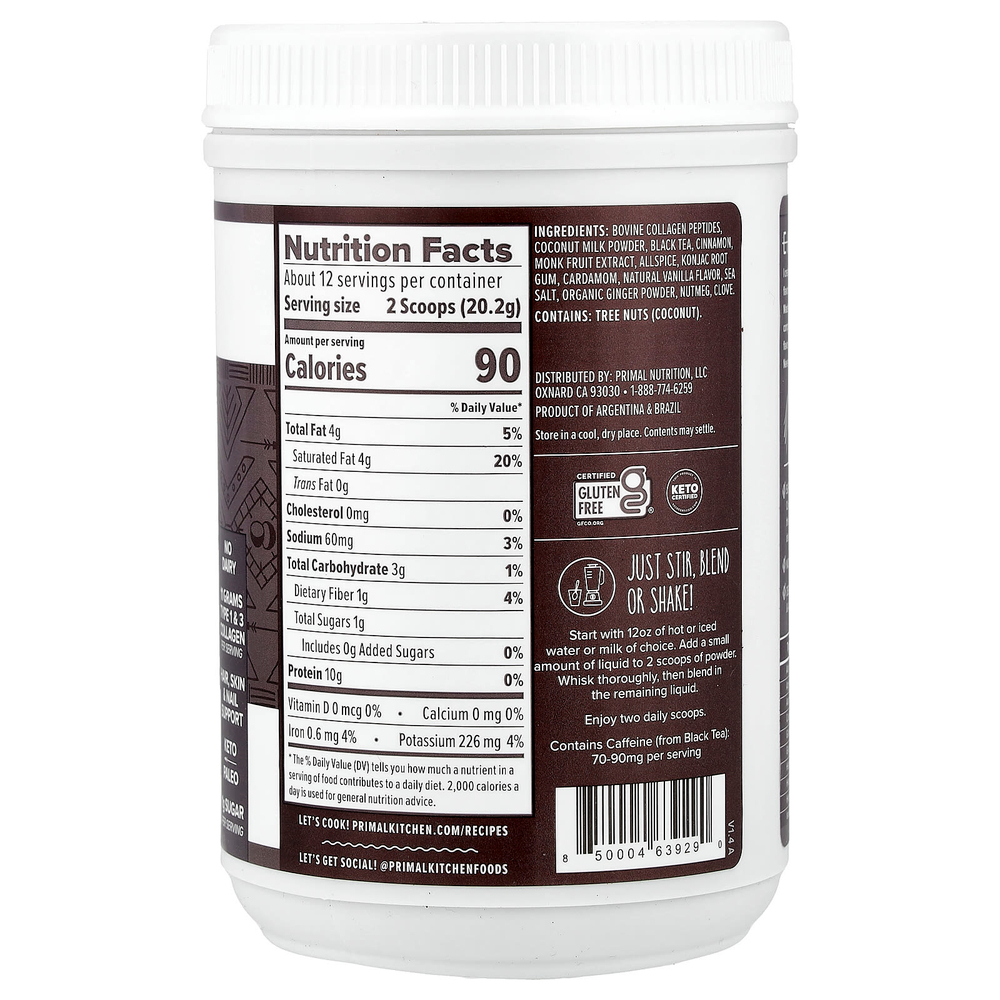 Primal Kitchen, Collagen Keto Latte, Чай с чаем, 8,55 унций (242,4 г)