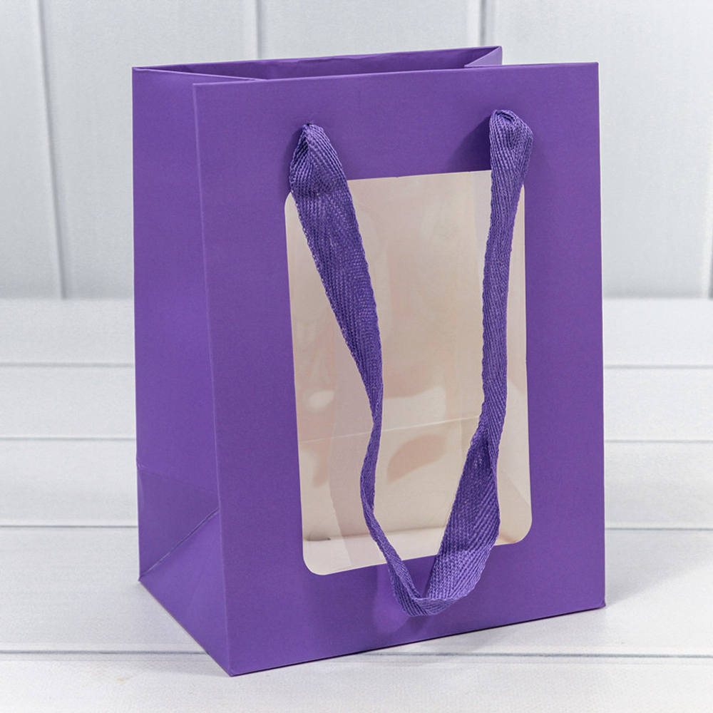 Пакет подарочный 15х20х10см с окошком (Сиреневый)