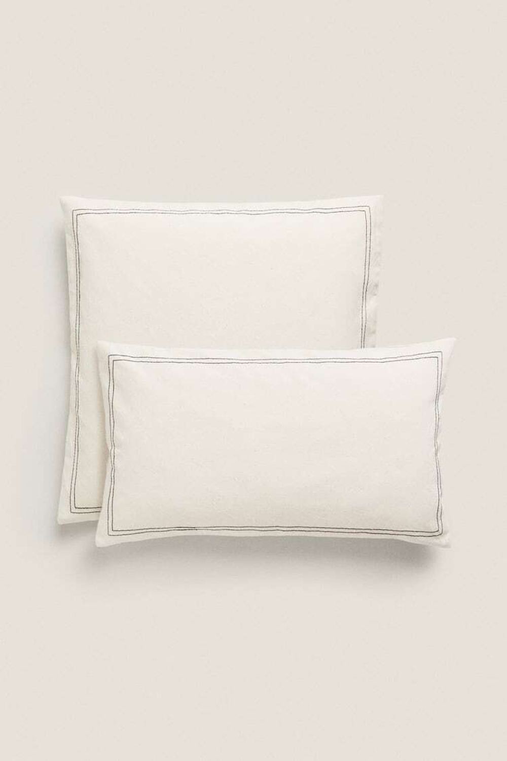 ZARA HOME ЧЕХОЛ НА ПОДУШКУ С КОНТРАСТНЫМИ КРАЯМИ, ЭКРЮ