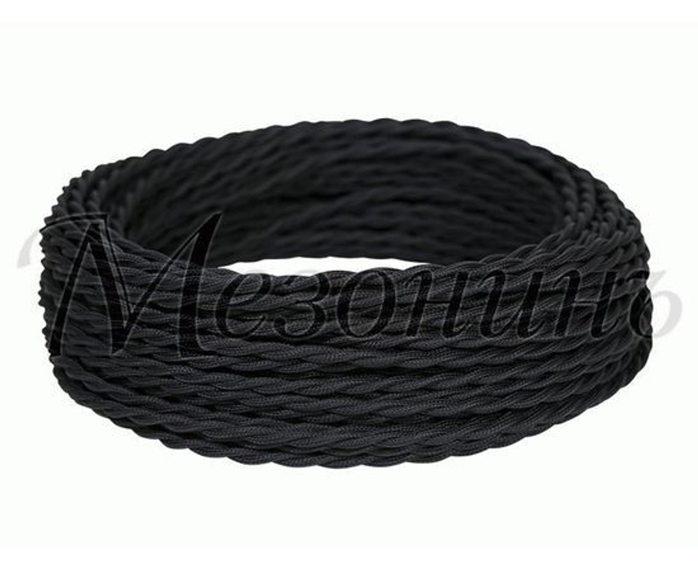 Витой ретро провод "Мезонинъ" 2х1,5 5м/уп ЧЕРНЫЙ GE70141-05