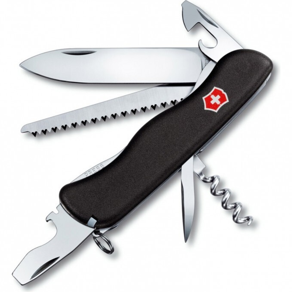 Нож Victorinox Forester, 111 мм, 12 функций, с фиксатором лезвия, черный