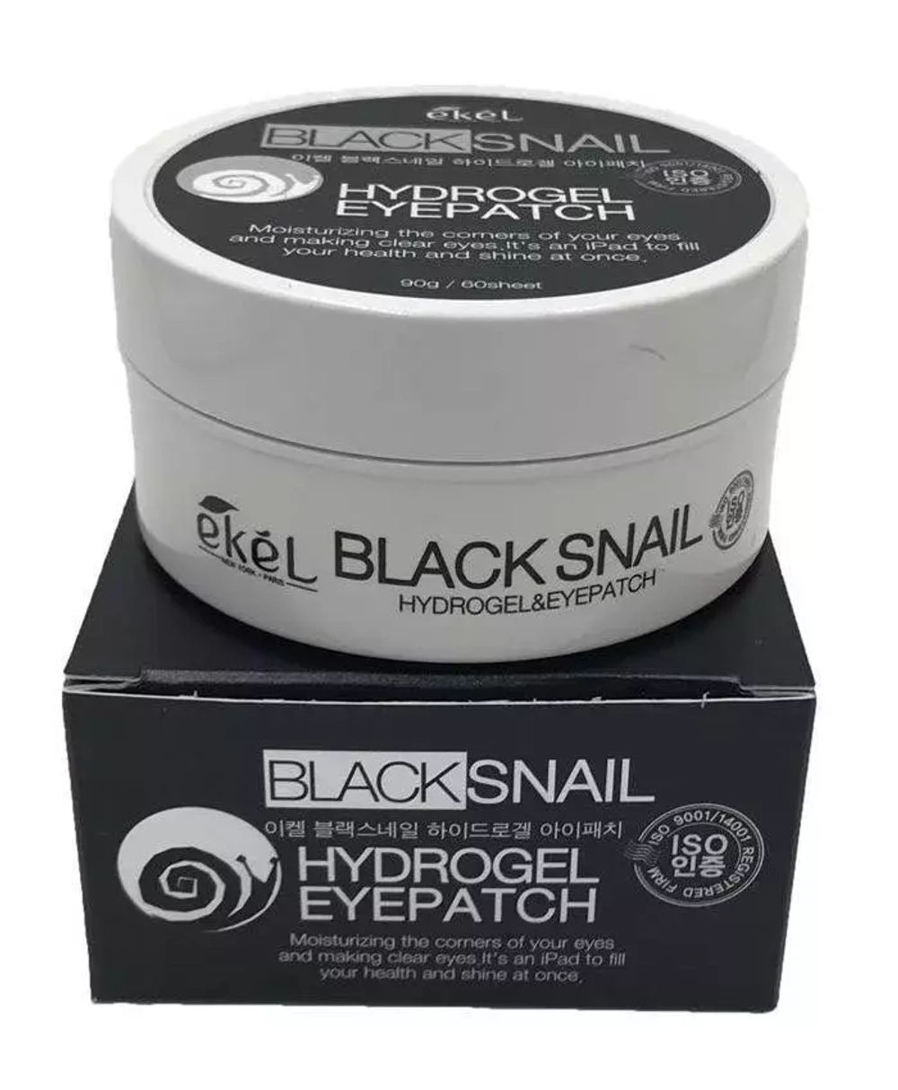 Патчи для век Ekel Black Snail Hydrogel гидрогелевые с муцином черной улитки Eyepatch 90 г / 60 шт