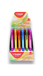 Ручка VINSON EASY шариковая, автомат, игольчатая, масляная основа, 0.7мм, синяя