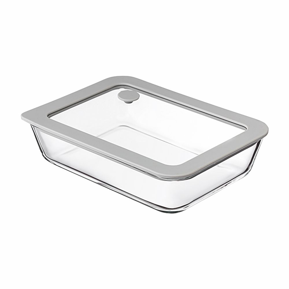 Контейнер для запекания и хранения с вакуумным эффектом Vacuum Glass, 700 мл, светло-серый
