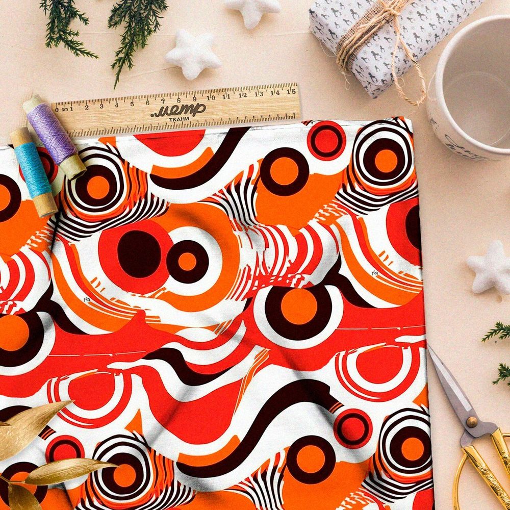 Ткань премиум интерлок футуристическая иллюзия