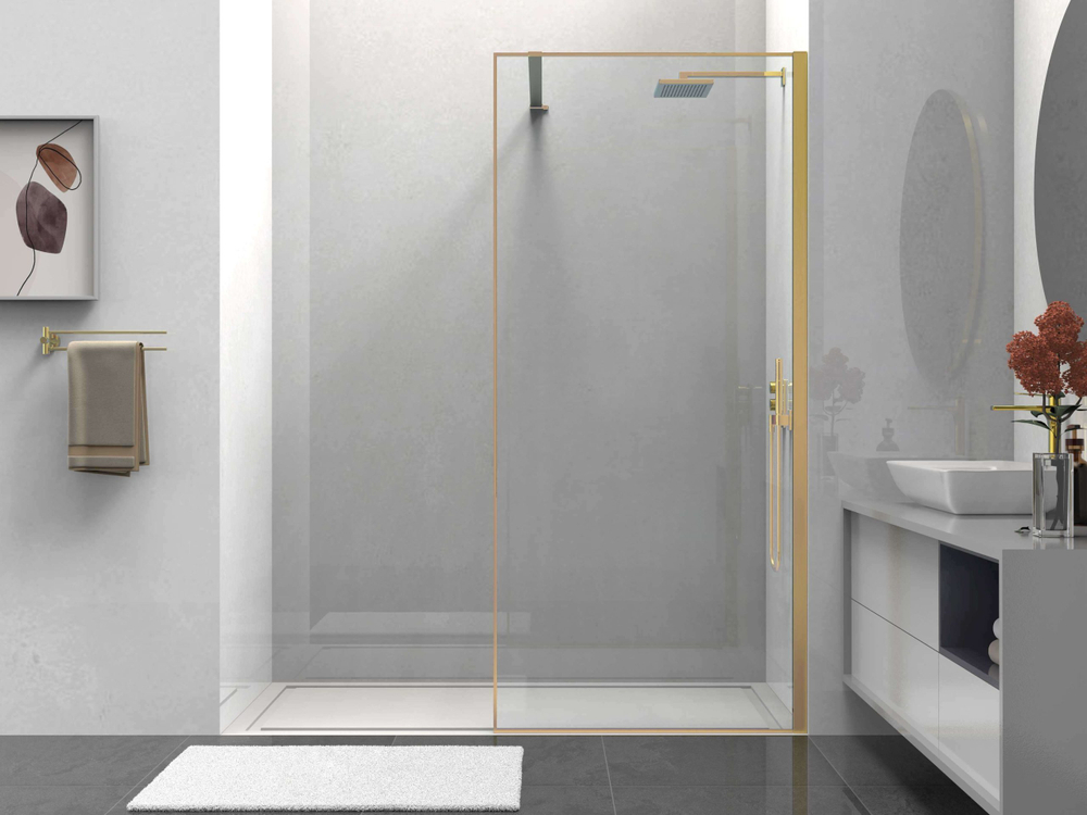 Душевая перегородка Walk-In VSW-1HS800CLG, 800*2000, брашированное золото, стекло прозрачное