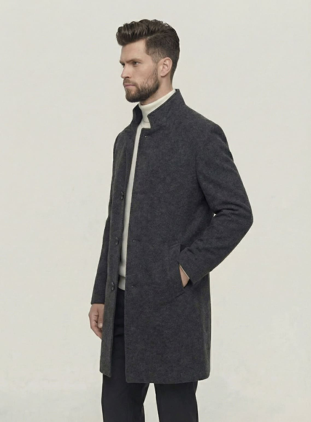 Мужское пальто (темно-серое) С29
