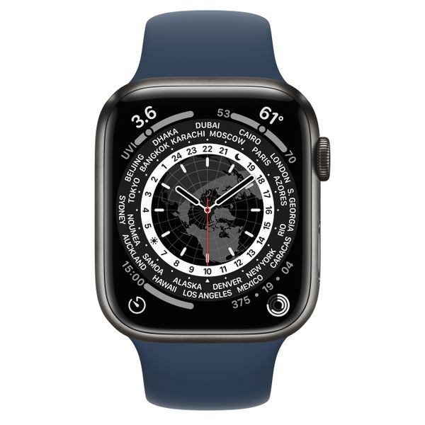 Умные часы Apple Watch Series 7 GPS + Cellular 45mm Space Black Titanium Case with Abyss Blue Sport Band