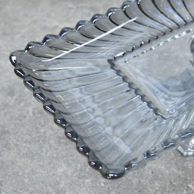 Блюдо сервировочное на ножке 33*16,5*12,5см black, стекло