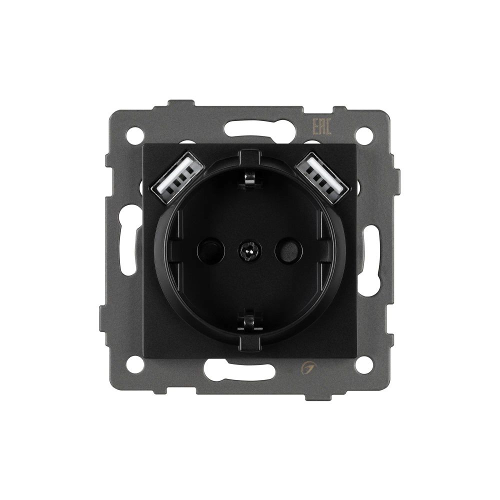 Механизм розетки с USB зарядкой SCT-MUAA-PL-BK-V (250V, 16A) (Arlight, -) 049819