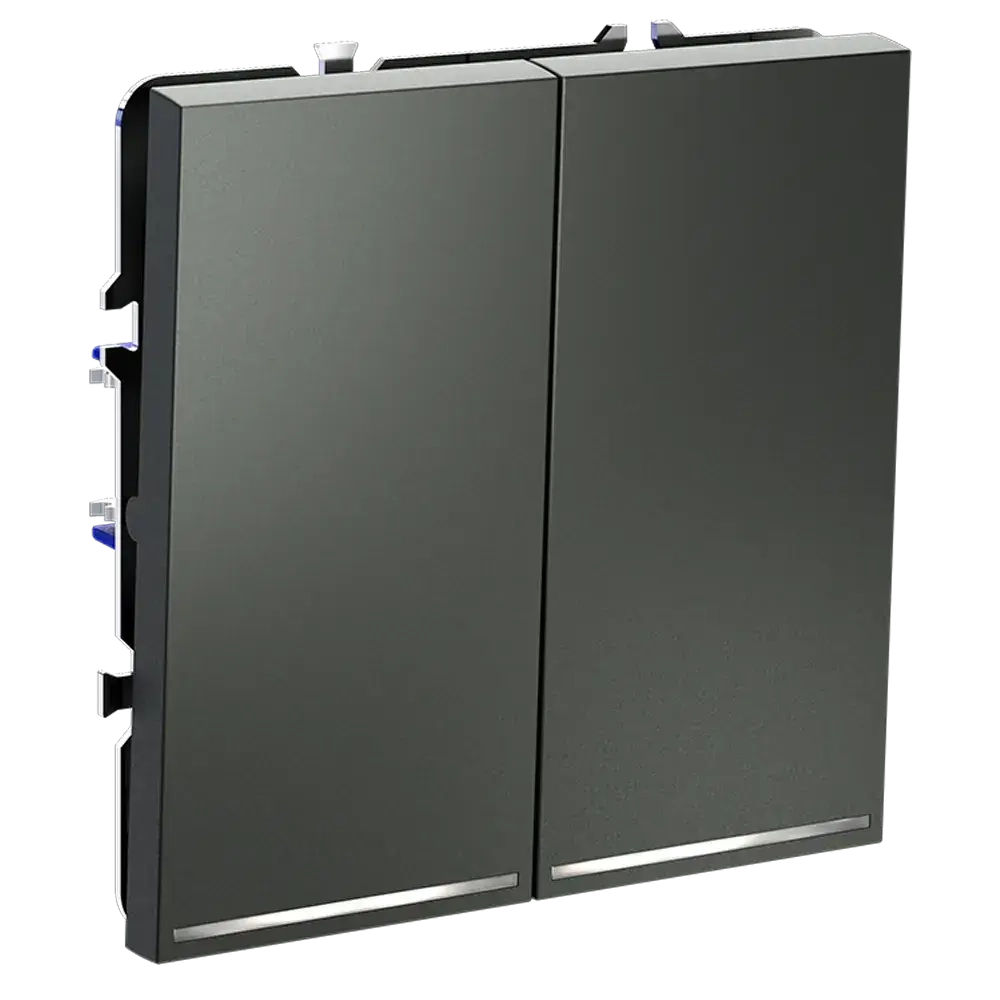 Проходной переключатель встраиваемый VOLTUM S70 двухклавишный 10А, (титан)