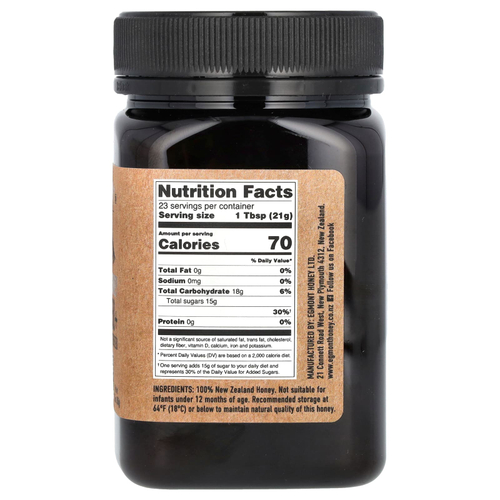 Egmont Honey, мед манука, необработанный и непастеризованный, UMF™ 7+, MGO 150+, 500 г (17,6 унции)