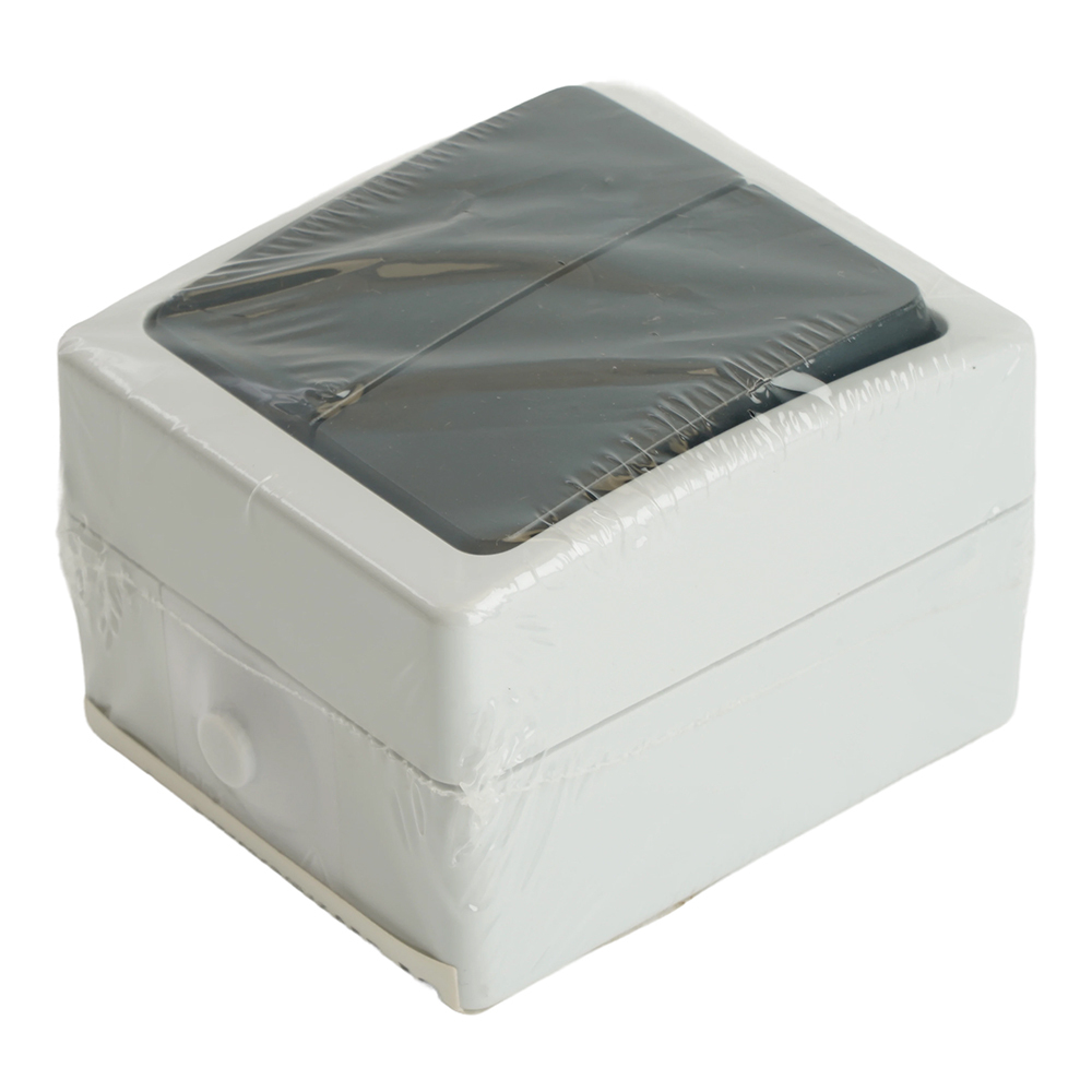 Выключатель 2-клавишный, STEKKER, PSW10-121-54, открытой установки, 250В, 10А, IP54, серый/графит 32753