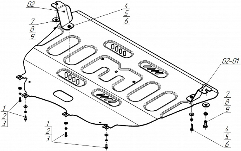 Защита картера двигателя, КПП. 2 мм, Сталь. для GAC GS 4 2024-н.в., Motodor.77806